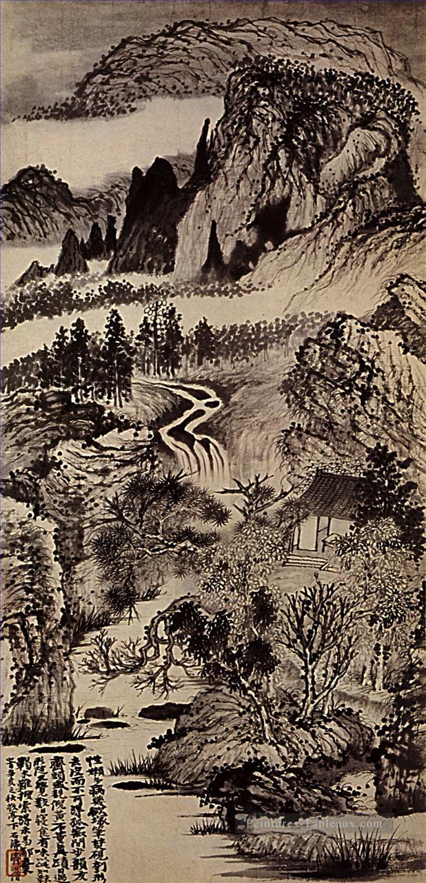 Shitao Jinting montagnes en automne 1707 encre de Chine ancienne Peintures à l'huile